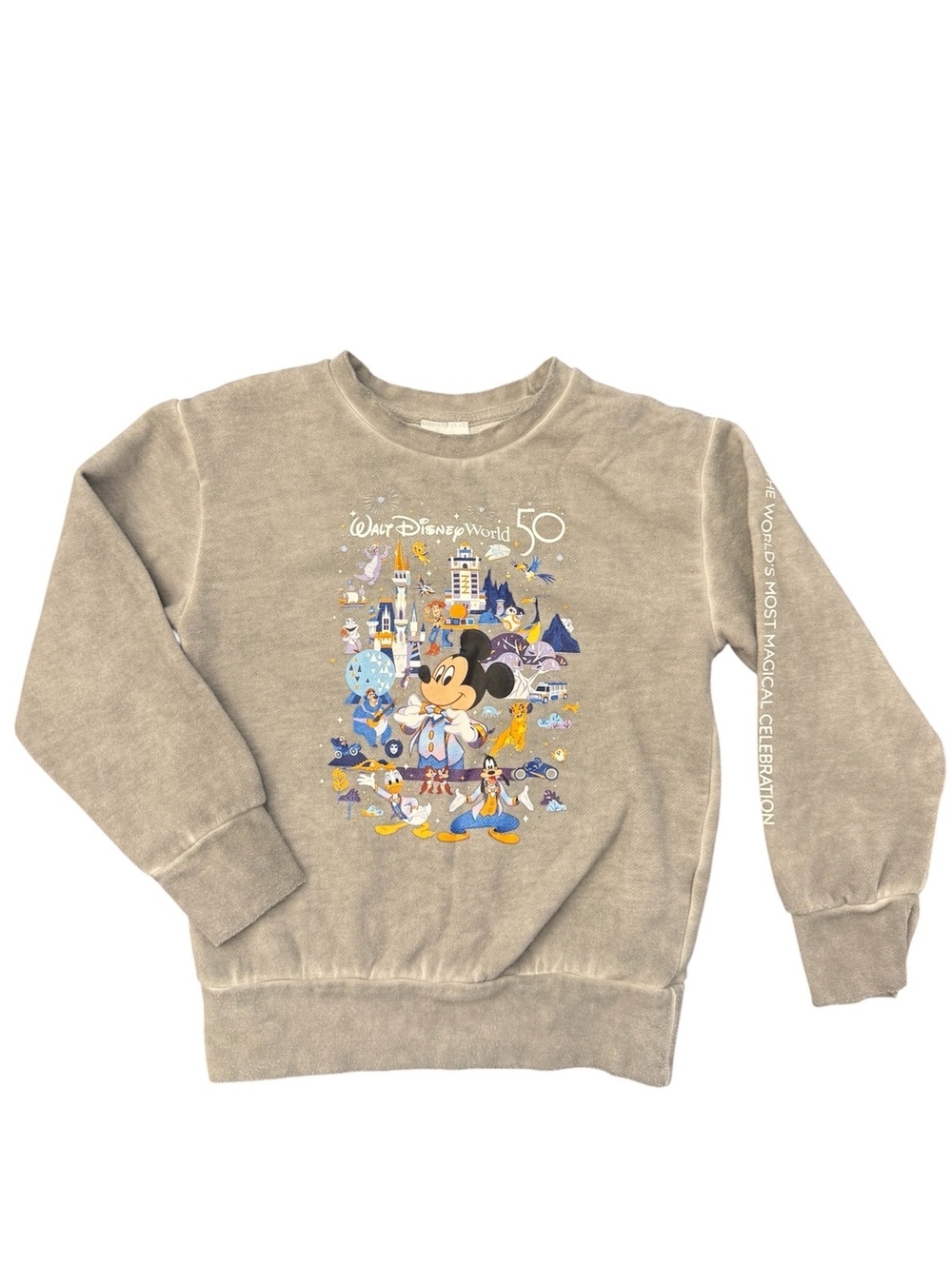 Kids Vintage Washed Gray Disney Parks Pullover